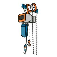 Vector illustration of a hook and a device for lifting and moving cargo. Construction and engineering.