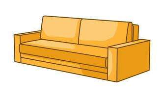 Cartoon vector illustration of a sofa. Comfortable furniture for interior design, highlighted on a white background. Modern sofa model icon.