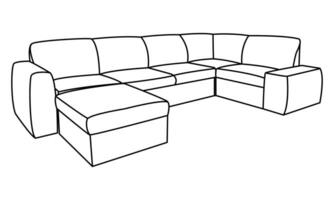 Vector linear illustration of a sofa. Furniture for your interior in the style of minimalism. Furniture icon.