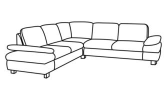 Vector linear illustration of a sofa. Furniture for your interior in the style of minimalism. Furniture icon.