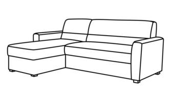 Vector linear illustration of a sofa. Furniture for your interior in the style of minimalism. Furniture icon.