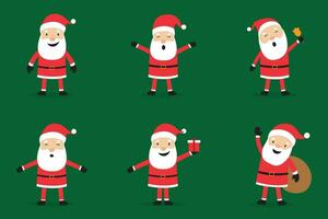 Set of funny cartoon Santa with different emotions and situations for Christmas and New Year vector