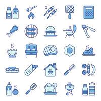 barbeque icons set vector