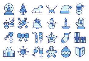 Christmas, blue colored outline icons set. The collection includes for mobile app web, or site design. Christmas vector illustrations