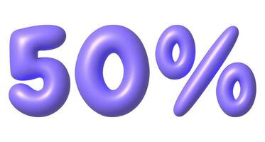 Purple glossy 50 percent discount vector icon. 3d vector realistic design element.