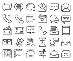 Pack of line Dialog and mail icons set. vector