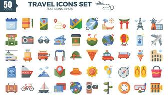 travel icons set 50 vector