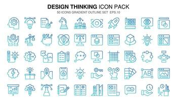 A set pack Design Thinking of gradient outline icons set. The collection includes of business developments,programing , web design,app design and more. vector