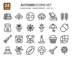 autumn season detailed outline icons set.The element collection includes be used in social media posts, web design, app design, and more. vector