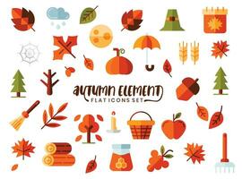 flat icons autumn season .The element collection includes be used in social media posts,banner, web design, app design, and more. vector