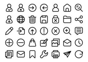 Ui outline icons set simple perfect.The collection includes in business development, programming, web design, app design, and more. vector