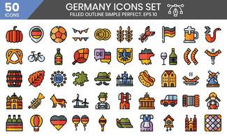 Germany filled outline icons set. The element collections can be used in social media posts, web design, app design, and more vector