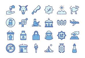 Eid Al Adhablue color icon set . The collection includes web design, application design, UI design, during Eid Al Adha, Eid al Fitr, and others. vector