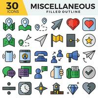 Miscellaneous filled outline icons set. The collections include for web design,app design, software design, presentations,marketing or communications,ui design and other vector