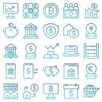 economy gradient outline icons set. The collection includes for mobile app,web design, UI or site design vector