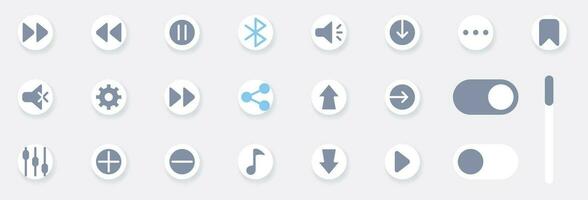 Music play button icons fill perfect. The collection includes for media player icons, music, interface, design media player buttons, Ui design and etc. vector