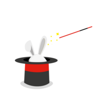 illustratie konijn in magie hoed. vlak icoon png