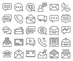 Pack of line Dialog and letters icons set vector