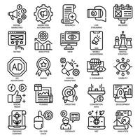 Digital marketings, thin outline icon set, and Pixel Perfect Icons set. vector