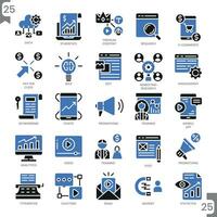 Digital marketing, Flat two-color icon set, and Pixel Perfect Icons set vector