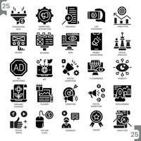 Digital marketings, glyphr icon set, and Pixel Perfect Icons set. vector