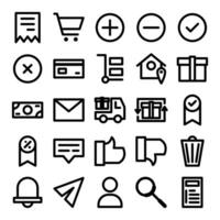 The outline icon set with an e-commerce theme is suitable for various design projects vector