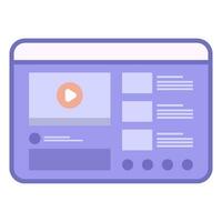 flat design illustration of video player website vector