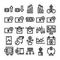 A collection of financial themed outline icons suitable for various financial or investment themed design projects vector