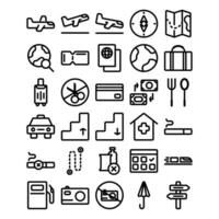 Travel themed outline icon set is suitable for various design needs vector