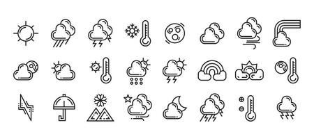 A set pack weather icon of lineal vector style