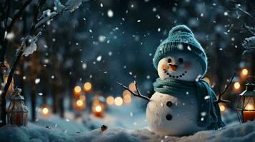 Snowmen background for the New Year and Christmas holiday photo