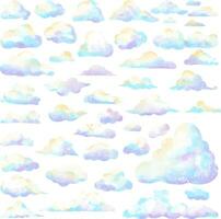 Purple cloudy sky isolated on a transparent background 3d realistic set of clouds vector