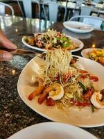 Stir-fried Vermicelli with Water Mimosa photo