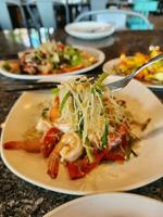 Stir-fried Vermicelli with Water Mimosa photo