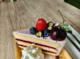 Delicious mixed berry cheesecake photo