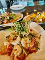 Stir-fried Vermicelli with Water Mimosa photo