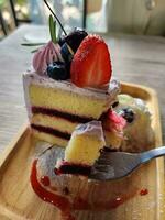 Delicious mixed berry cheesecake photo