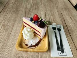 Delicious mixed berry cheesecake photo