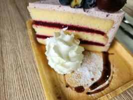 Delicious mixed berry cheesecake photo