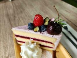 Delicious mixed berry cheesecake photo