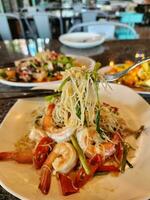 Stir-fried Vermicelli with Water Mimosa photo