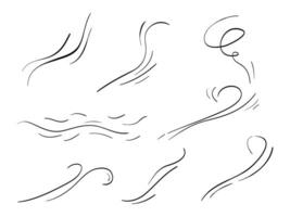 hand drawn set wind doodle blow, gust design isolated on white background.  illustration vector handrawn style