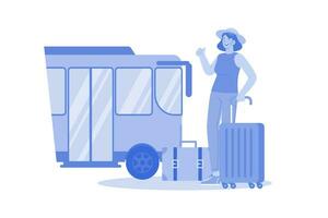 tomar un tren o autobús a alcanzar turista atracciones vector