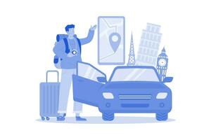A man renting a car to explore new places vector