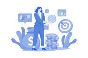 Businesswoman Getting Profit In Business vector