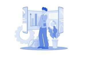 Businessman Doing Web Analytics Illustration concept on white background vector