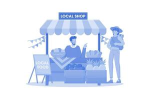 People enjoy local food and discover the local culture vector