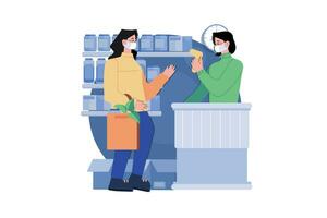 Temperature Checking At The Supermarket Illustration vector