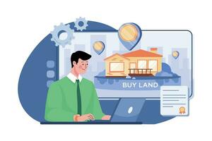 Businessman Buy Land Using Bitcoin vector