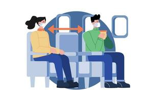 Social Distancing In-Flight Seating Illustration Concept vector